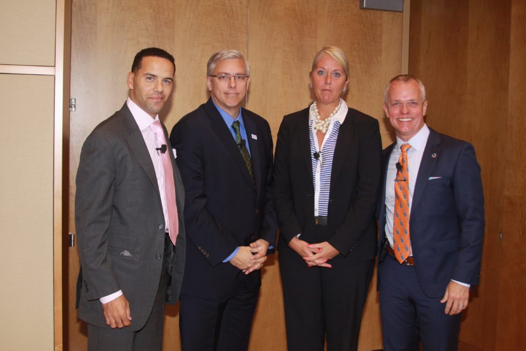 Photo of Steve Pemberton, Vice President of Diversity & Inclusion and Global Chief Diversity Officer, Walgreens Boots Alliance, Steve Solomon, Vice President, Corporate Relations, Exelon, Jill Houghton, President and CEO, USBLN, Scott Hoesman, Founder, Inquest Consulting